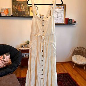 Free People Catch The Breeze Midi Linen Dress - Ivory